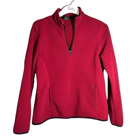 Eddie Bauer 2000’S Red 1/2 Zip Fleece Pullover Cozy Sweatshirt Size Small - Picture 4 of 16